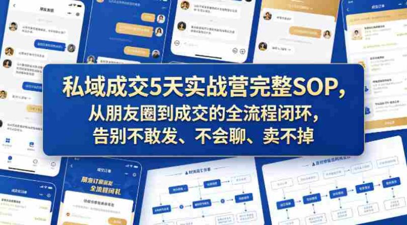 私域成交5天实战营完整SOP,从朋友圈到成交的全流程闭环,告别不敢发、不会聊、卖不掉-OG资源站