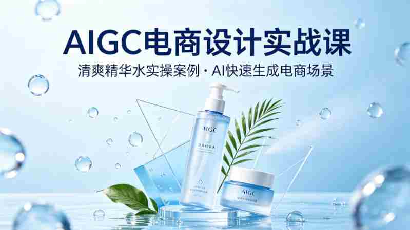 AIGC电商设计实战课,以清爽精华水为实操案例,教你用AI快速生成电商场景-OG资源站