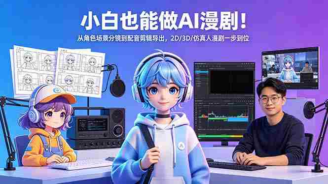 (18343期)小白也能做AI漫剧!从角色场景分镜到配音剪辑导出,2D/3D/仿真人漫剧一步到位-OG资源站