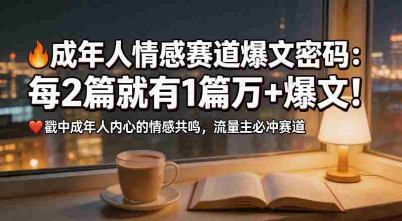 公众号流量主成年人情感心理赛道,流量最大,受众最广的主流赛道之一,平均每2篇就有1篇万爆文章-OG资源站