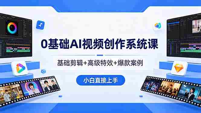 (18354期)0基础AI视频创作系统课,基础剪辑+高级特效+爆款案例,小白直接上手-OG资源站