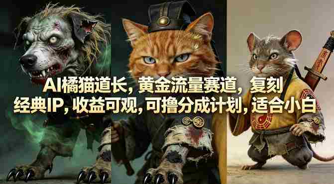 AI橘猫道长,黄金流量赛道,复刻经典IP,收益可观,可撸分成计划,适合小白-OG资源站