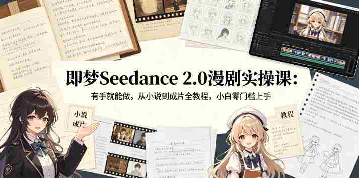 即梦Seedance 2.0漫剧实操课:有手就能做,从小说到成片全教程,小白零门槛上手-OG资源站