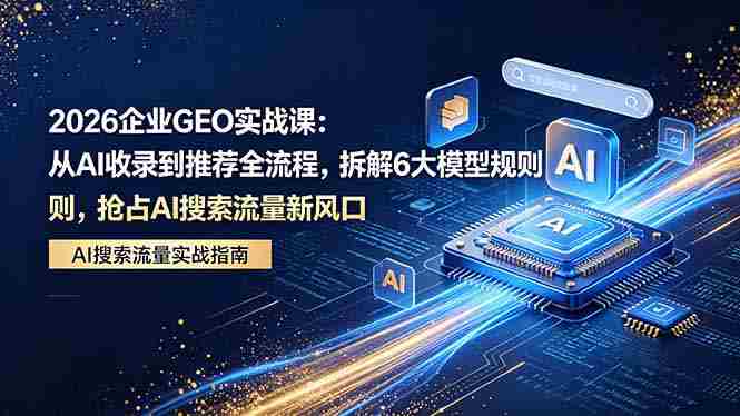 （18368期）2026 企业GEO实战课：从AI收录到推荐全流程，拆解6大模型规则，抢占 AI 搜索流量新风口-OG资源站
