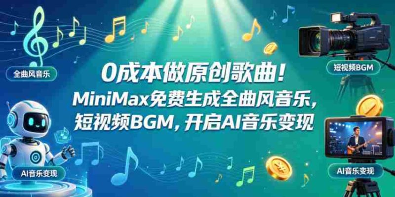 0成本做原创歌曲！MiniMax免费生成全曲风音乐，短视频BGM，开启AI音乐变现-OG资源站