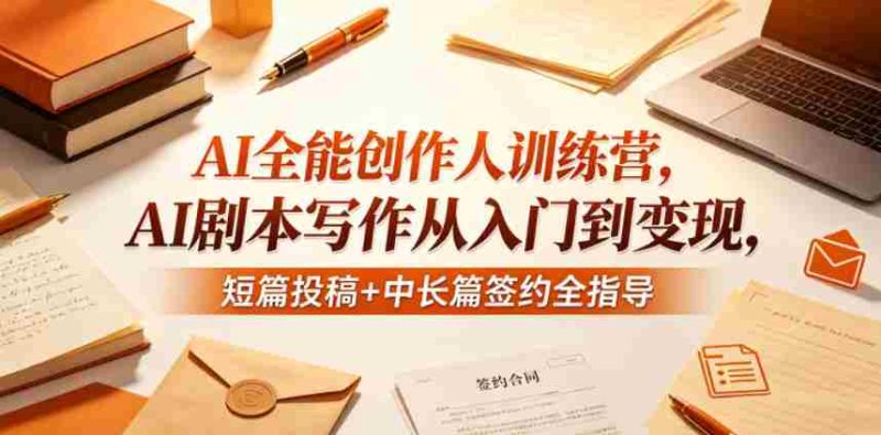 AI全能创作人训练营，AI剧本写作从入门到变现，短篇投稿+中长篇签约全指导-OG资源站