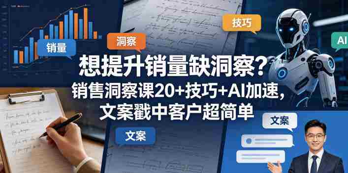 想提升销量缺洞察？销售洞察课20+技巧+AI加速，文案戳中客户超简单【原创双语字幕】-OG资源站