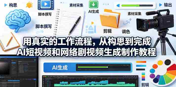 用真实的工作流程,从构思到完成AI短视频和网络剧视频生成制作教程-中英字幕-OG资源站