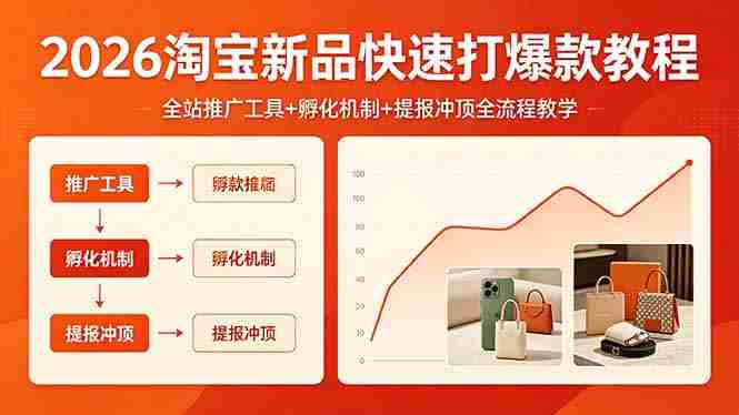 (18422期) 2026淘宝新品快速打爆款教程,全站推广工具+孵化机制+提报冲顶全流程教学-OG资源站