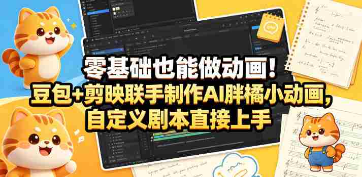 零基础也能做动画!豆包+剪映联手制作AI胖橘小动画,自定义剧本直接上手-OG资源站