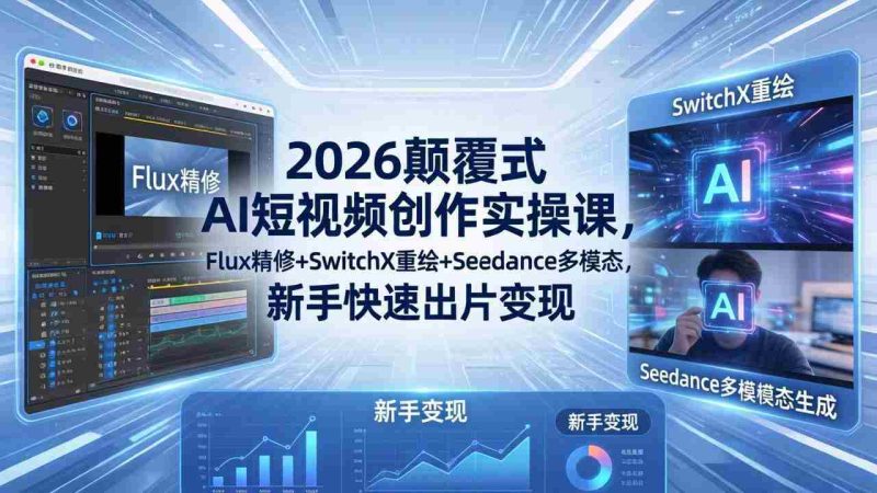 (18449期)2026颠覆式 AI短视频创作课-5月更新,Flux精修+SwitchX重绘+Seedance多模态,新手快速出片变现-OG资源站