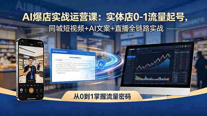 (18451期)AI爆店实战运营课:实体店0-1流量起号,同城短视频+AI文案+直播全链路实战-OG资源站