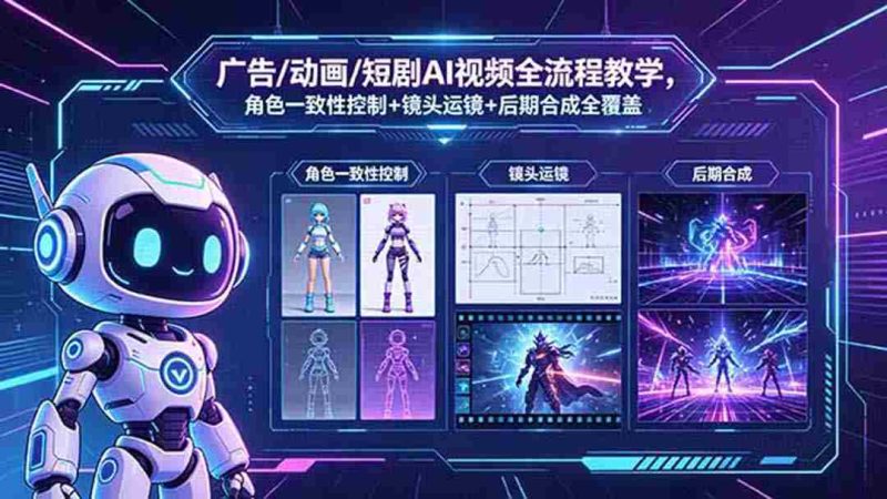 （18455期）广告/动画/短剧AI视频全流程教学，角色一致性控制+镜头运镜+后期合成全覆盖-OG资源站