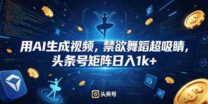 用AI生成视频,禁欲舞蹈超吸睛,头条号矩阵日入1k+-OG资源站