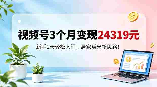 视频号3个月变现24319,新手2天轻松入门,居家賺米新思路【揭秘】-OG资源站