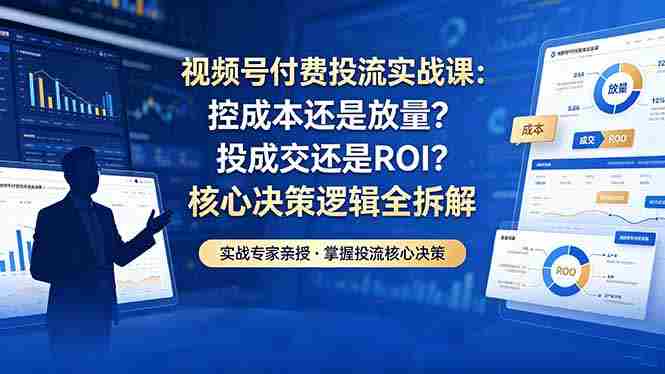 (18462期)视频号付费投流实战课-5月:控成本还是放量?投成交还是ROI?核心决策逻辑全拆解-OG资源站