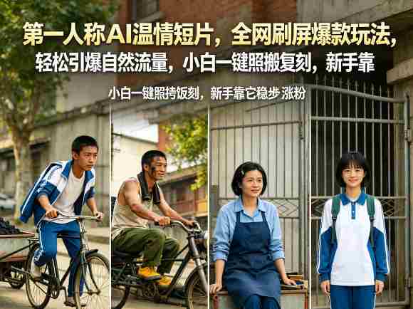 第一人称AI温情短片,全网刷屏爆款玩法,轻松引爆自然流量,小白一键照搬复刻,新手靠它稳步涨粉-OG资源站