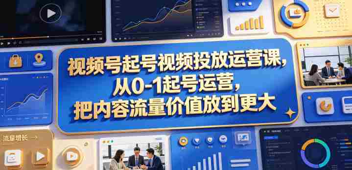 视频号起号视频投放运营课，从0-1起号运营，把内容流量价值放到更大-OG资源站