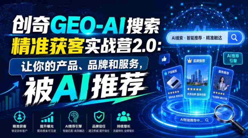 创奇GEO-AI搜索精准获客实战营2.0:让你的产品、品牌和服务,被AI推荐-OG资源站
