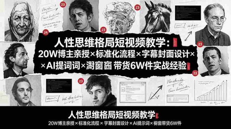 （19538期）人性思维格局短视频教学：20W博主亲授×标准化流程×字幕封面设计×AI提示词×橱窗带货6W件实战经验-OG资源站