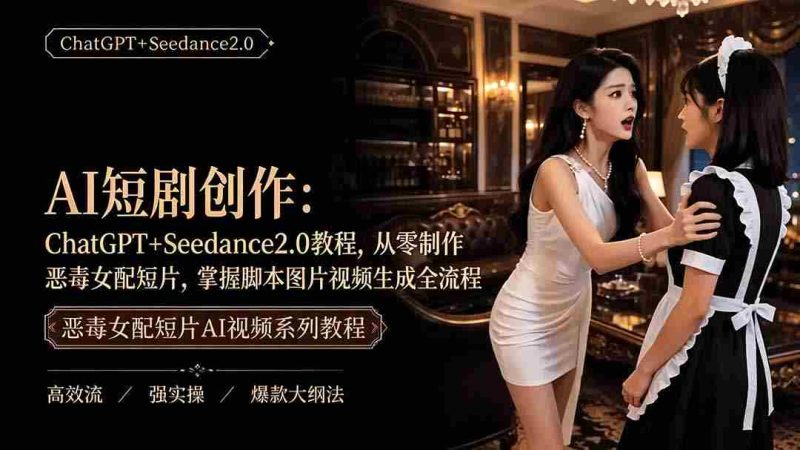(19545期)AI短剧创作:ChatGPT+Seedance2.0教程,从零制作恶毒女配短片,掌握脚本图片视频生成全流程-OG资源站