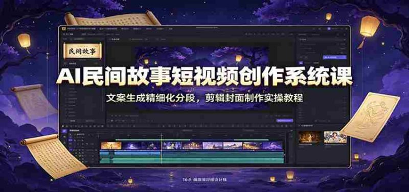 AI民间故事短视频创作系统课:文案生成精细化分段,剪辑封面制作实操教程-OG资源站