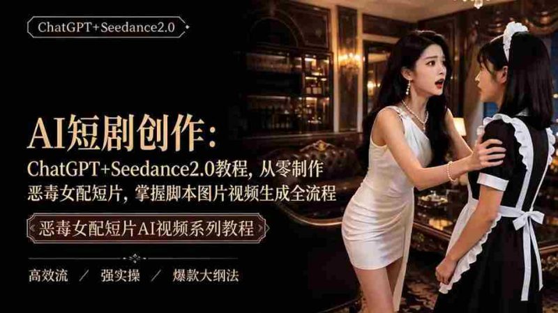AI短剧从零创作实战课|ChatGPT脚本撰写+Seedance2.0视频生成,恶毒女配短剧全流程教程-OG资源站