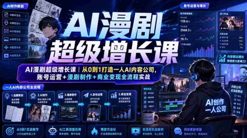 AI漫剧超级增长课|从0到1打造一人AI内容公司,账号运营+漫剧制作+商业变现全流程实战-OG资源站