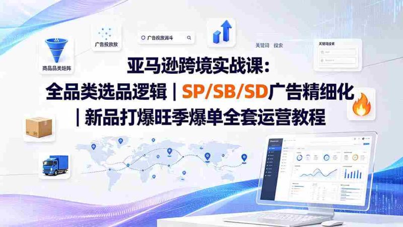 (19563期)亚马逊跨境实战课-更新:全品类选品逻辑|SP/SB/SD广告精细化|新品打爆旺季爆单全套运营教程-OG资源站
