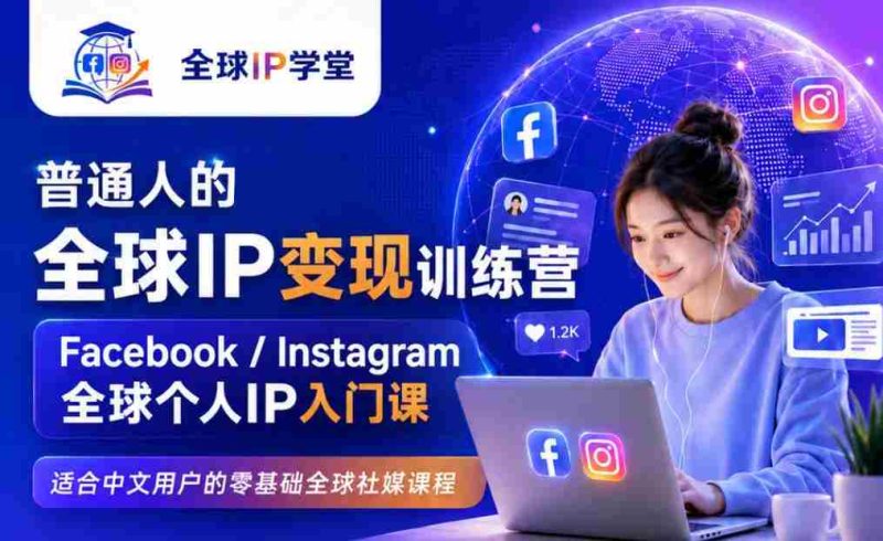 普通人的全球IP变现训练营,Facebook/Instagram全球个人IP入门课,零基础全球社媒课程-OG资源站