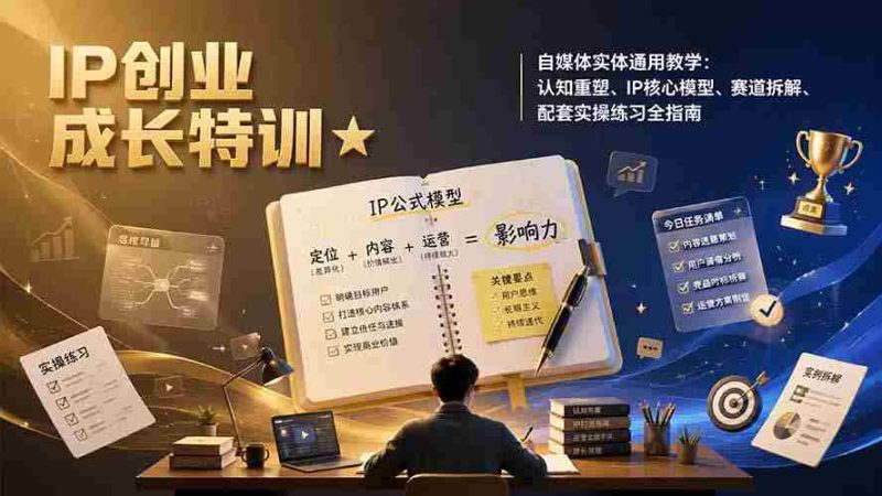 （19567期）IP创业成长特训★自媒体实体通用教学：认知重塑、IP核心模型、赛道拆解、配套实操练习全指南-OG资源站