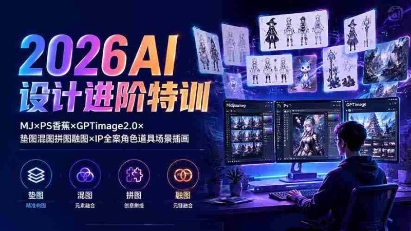 (19569期)2026AI设计进阶特训:MJ×PS香蕉×GPTimage2.0×垫图混图拼图融图×IP全案角色道具场景插画-OG资源站