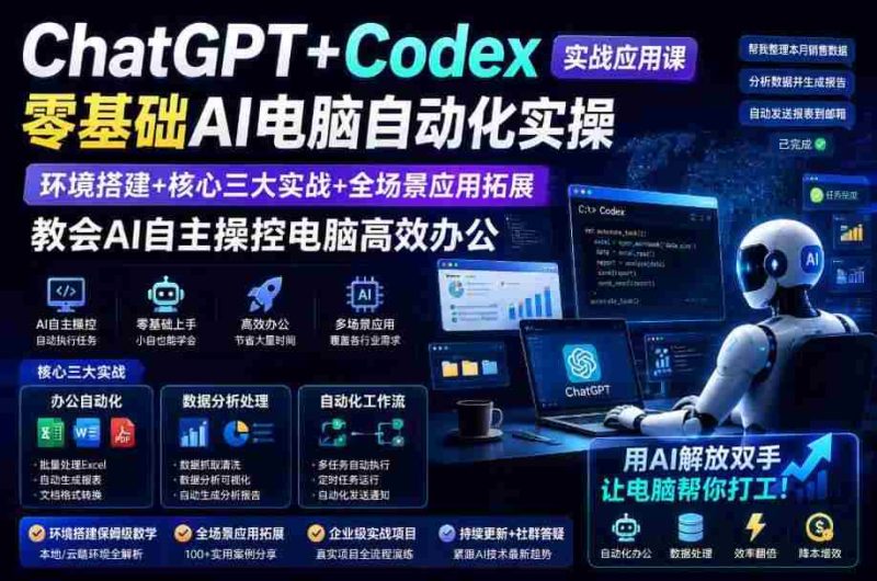 ChatGPT+Codex实战应用课|零基础AI电脑自动化实操,环境搭建+核心三大实战+全场景应用拓展,教会AI自主操控电脑高效办公-OG资源站