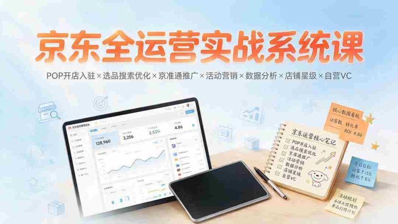 (19581期)京东全运营实战系统课:POP开店入驻×选品搜索优化×京准通推广×活动营销×数据分析×店铺星级×自营VC-OG资源站