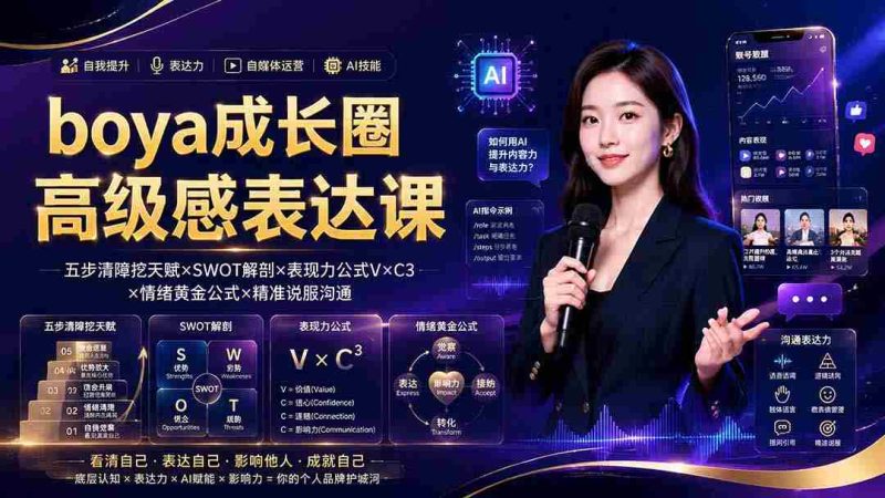 (19582期)boya成长圈|内心成长高级表达AI自媒体三合一,消解内耗挖掘天赋,镜头沟通AI指令短视频全流程教学-OG资源站