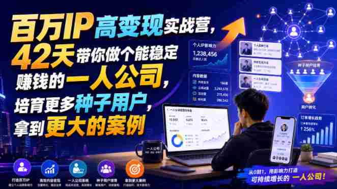百万IP高变现实战营，42天带你做个能稳定賺钱的一人公司，培育更多种子用户，拿到更大的案例-OG资源站