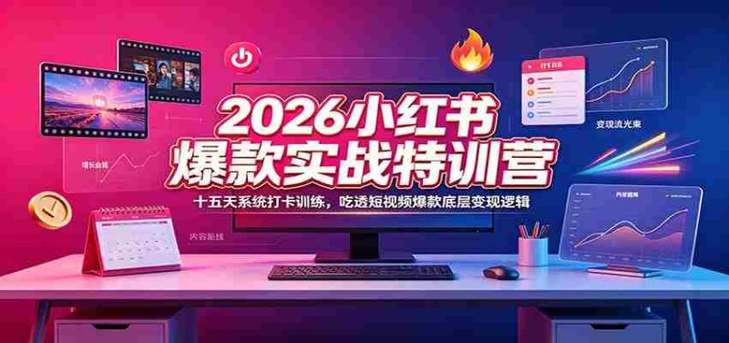 2026小红书爆款实战特训营:十五天系统打卡训练,吃透短视频爆款底层变现逻辑-OG资源站