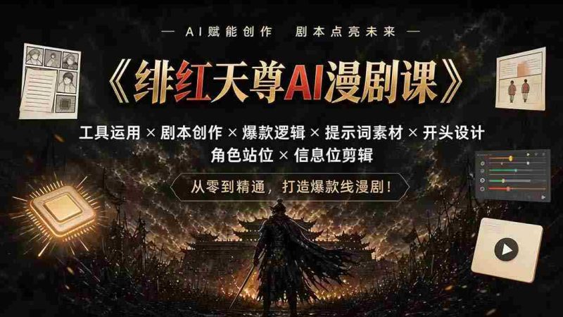 （19597期）绯红天尊AI漫剧课｜工具运用×剧本创作×爆款逻辑×提示词素材×开头设计×角色站位×信息位剪辑-OG资源站