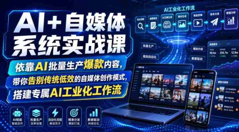 AI+自媒体系统实战课,依靠AI批量生产爆款内容,带你告别传统低效的自媒体创作模式,搭建专属AI工业化工作流-OG资源站