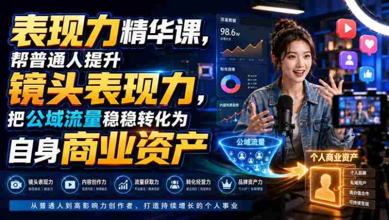 表现力精华课,帮普通人提升镜头表现力,把公域流量稳稳转化为自身商业资产-OG资源站