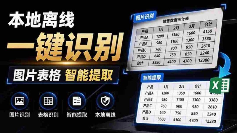 (19609期)体积仅70MB,图片一键智能提取表格工具来了!完全免费且离线使用,FastOCR智能表格识别软件V1.0-OG资源站
