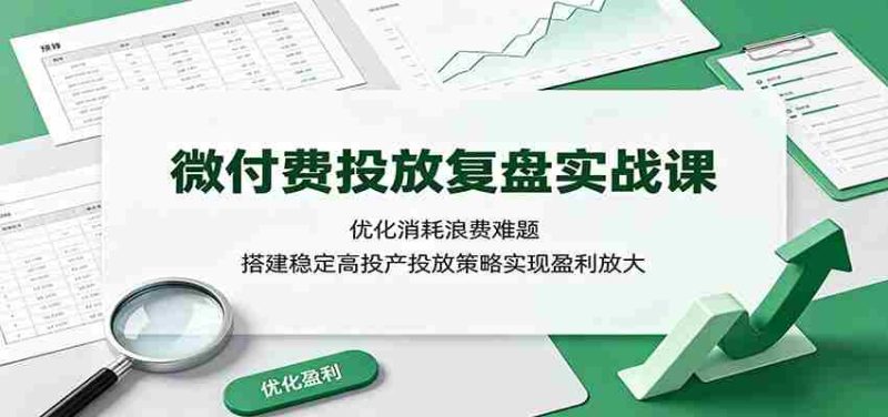 微付费投放复盘实战课：优化消耗浪费难题，搭建稳定高投产投放策略实现盈利放大-OG资源站
