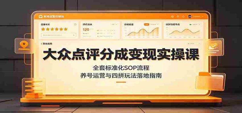大众点评分成变现实操课:全套标准化SOP流程,养号运营与四拼玩法落地指南-OG资源站