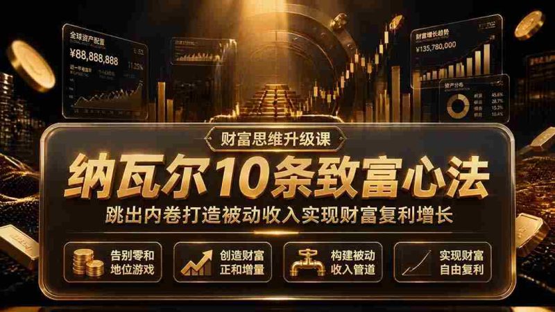 （19628期）付费文章：纳瓦尔10条致富心法，跳出内卷打造被动收入实现财富复利增长-OG资源站