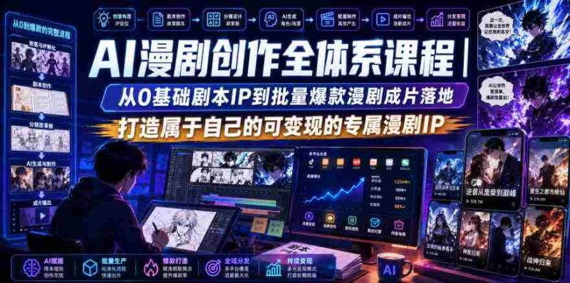 AI漫剧创作全体系课程｜从0基础剧本IP到批量爆款漫剧成片落地，打造属于自己的可变现的专属漫剧IP-OG资源站