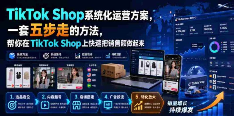 TikTok Shop系统化运营方案,一套五步走的方法,帮你在TikTok Shop上快速把销售额做起来【原创双语字幕】-OG资源站