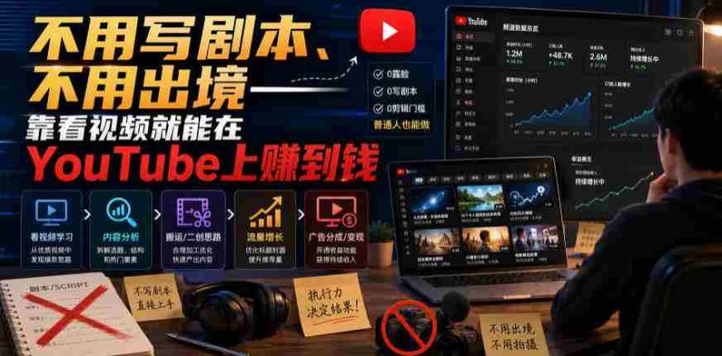 不用写剧本、不用出境——靠看视频就能在YouTube上賺到钱【原创双语字幕】-OG资源站