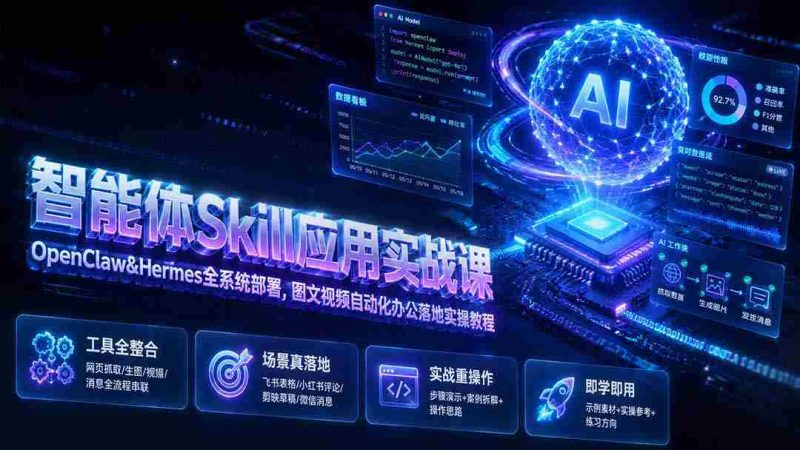 (19645期)智能体Skill应用实战课:OpenClaw&Hermes全系统部署,图文视频自动化办公落地实操教程-OG资源站