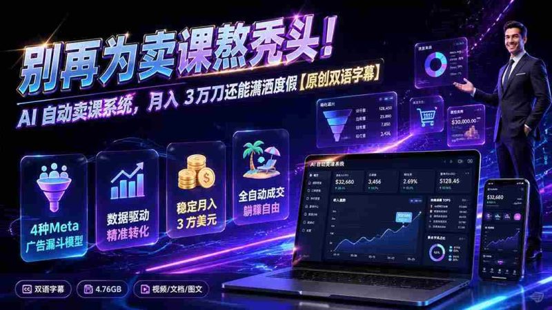 （19649期）别再为卖课熬秃头！AI 自动卖课系统，月入 3 万刀还能潇洒度假【原创双语字幕】-OG资源站