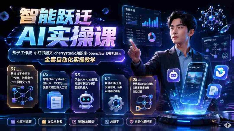 （19653期）智能跃迁 AI实操课｜扣子工作流小红书图文搭建，cherrystudio知识库openclaw飞书机器人全套自动化实操教学-OG资源站